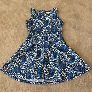 Blue and White Paisley Dress